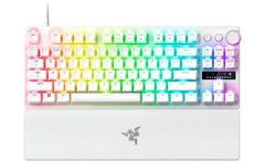Razer Huntsman V3 Pro TKL Esports Analog Optical Switches Rapid Trigger & Adjustable Actuation Media Keys & Dial Doubleshot PBT Keycaps Wrist Rest - White