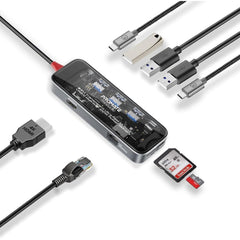 Promate Transhub Go Usb C™ Hub 9 In 1 Multi Display Media Hub 4k@60hz Hdmi 1000mbps Lan 2x Usb A 5gbps Ports 100w Usb C™ Power Delivery