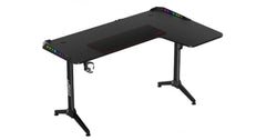 Twisted Minds WARRIOR L Shaped Gaming Desk RGB (Right) Black, P2 Carbon Fiber, Cable Management Features, Up To 80kg, RGB Lighting (160CM*100CM*75CM)