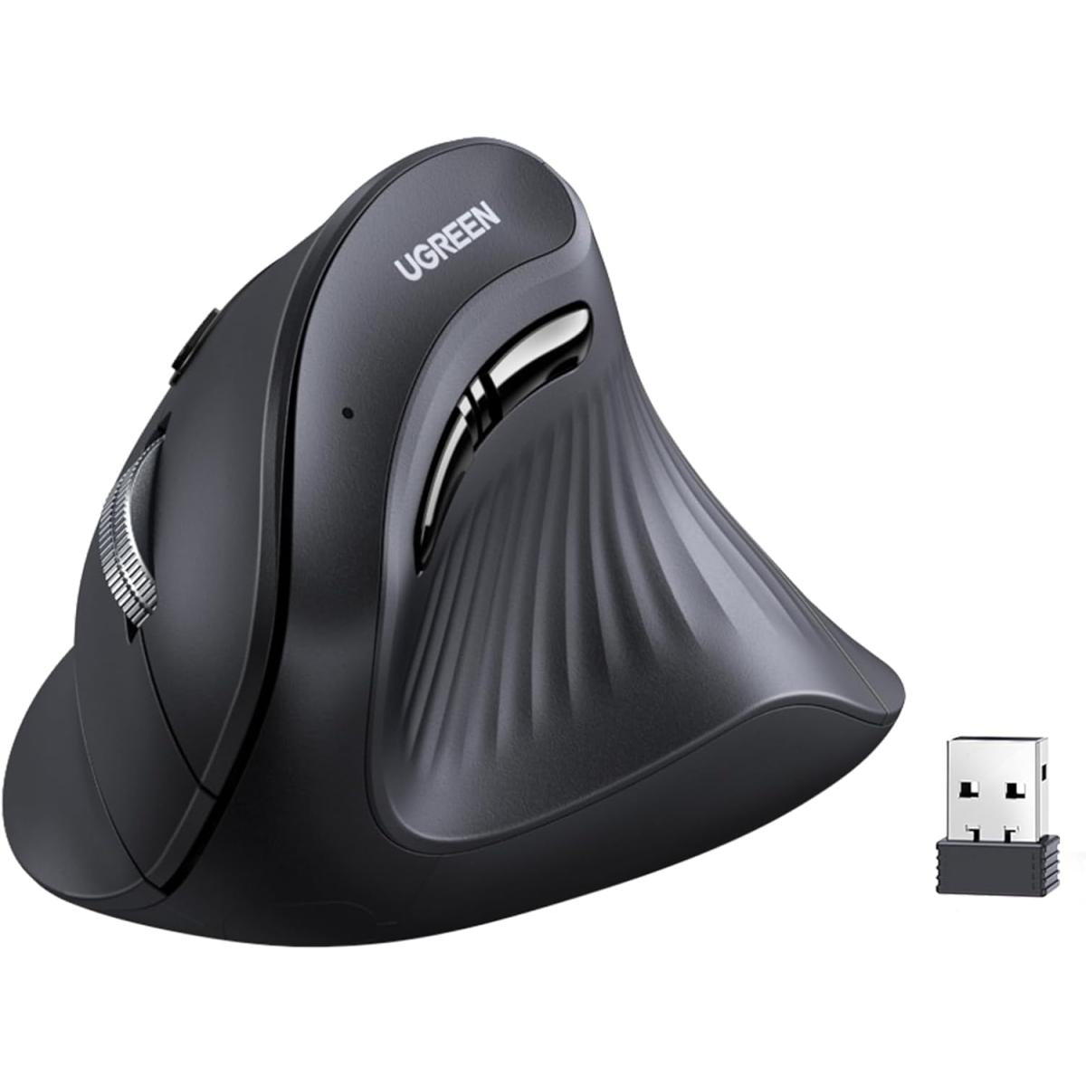 UGREEN Vertical Wireless (Bluetooth 5.0+2.4G) Ergonomic Mouse with 5 Buttons with laptop