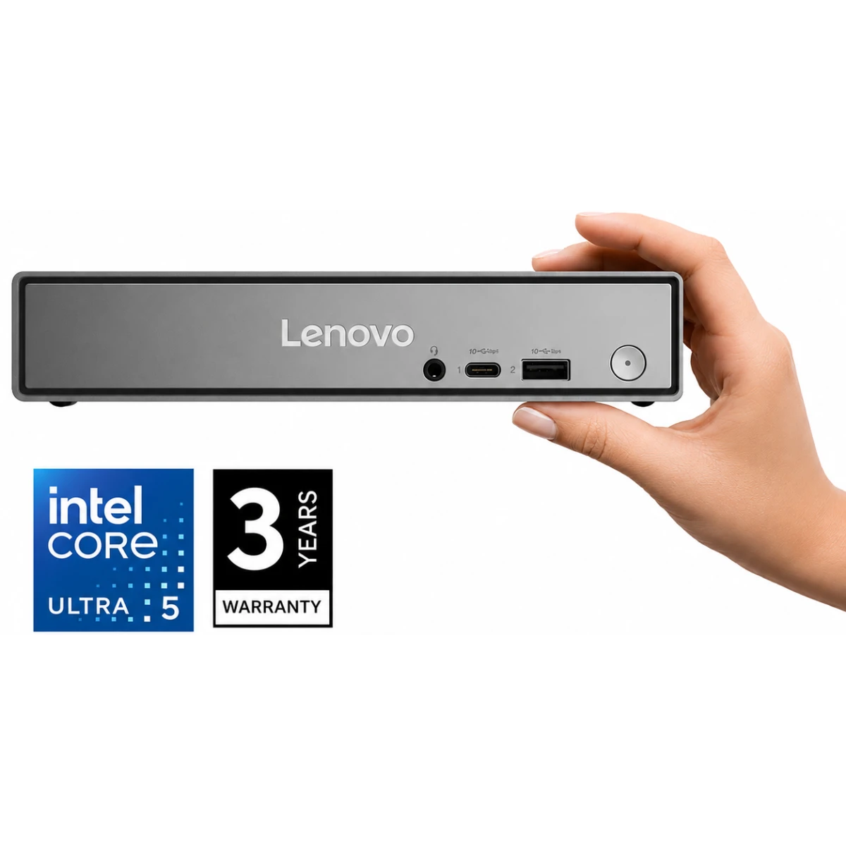 Lenovo ThinkCentre Neo 50q Gen 6 Tiny AI PC – Intel Core Ultra 5 226V, 16GB LPDDR5X, 512GB SSD, Wi-Fi 6, DOS, 3-Year Warranty