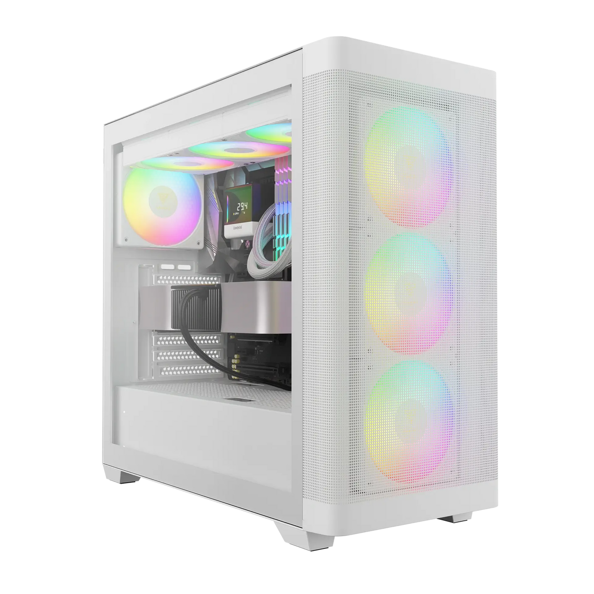 GAMDIAS ATHENA M3 ARGB MID TOWER GAMING CASE - WHITE