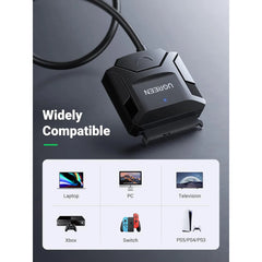 UGREEN 20611 USB 3.0 to SATA Hard Drive Converter Cable – For 2.5"/3.5" HDD & SSD – EU Power Adapter