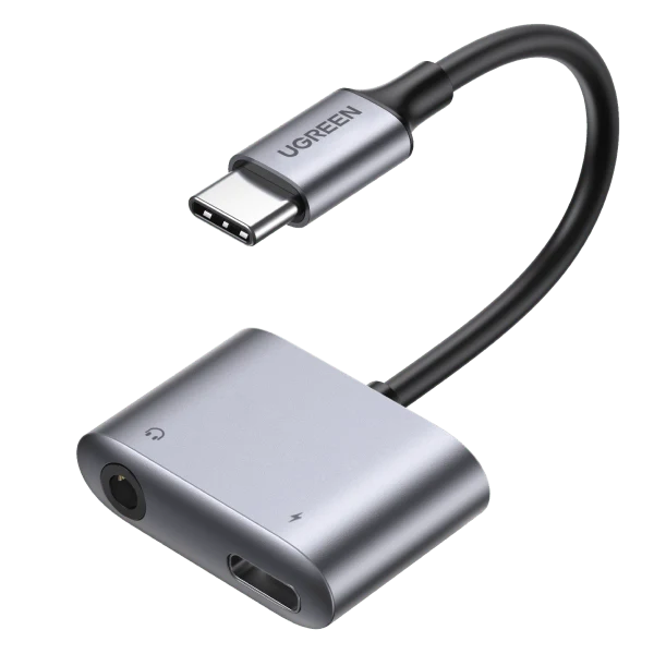 UGREEN 60164 USB-C TO 3.5MM AUDIO WITH PD CHARGER ADAPTER AND HEADPHONE