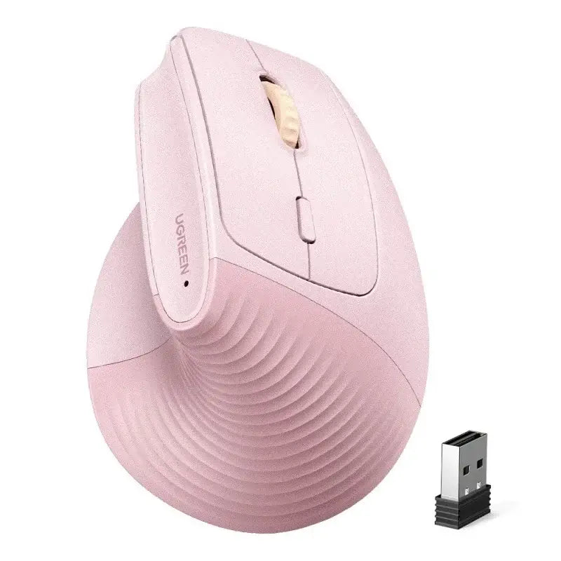 Ugreen 65666 Ergonomic Wireless Vertical Mouse 2.4g And Bluetooth Dual Mode 4000 Dpi – Pink