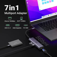 UGREEN 7-in-1 USB-C Hub with 4K@60Hz HDMI, 100W PD & SD/TF Card Reader