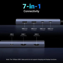 UGREEN 7 - in - 1 USB - C Hub with Dual HDMI CM498 45379 4K Display & 100W PD