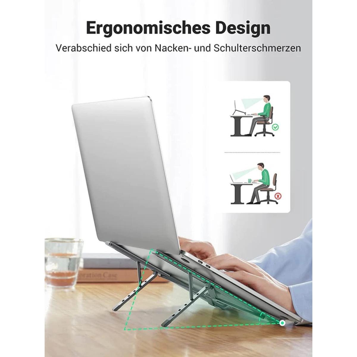 UGREEN 40289 Adjustable Laptop Stand Aluminum Compact and Foldable Holder - Silver