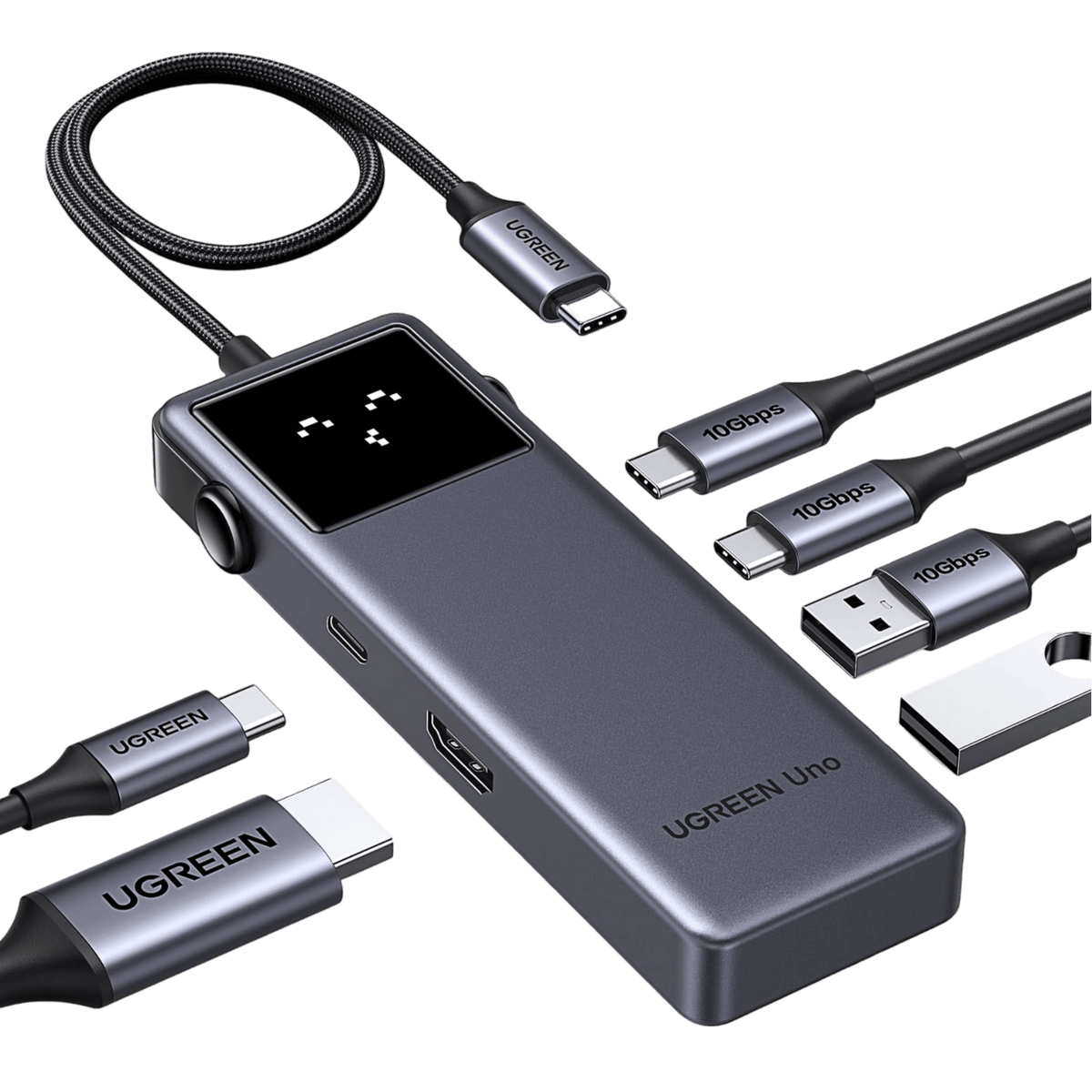 UGREEN USB-C Multiport Adapter – HDMI 4K@60Hz, Gigabit RJ45, 100W PD, 2x USB-A 3.0