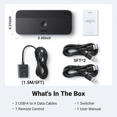 UGREEN 15705 USB 3.0 Switch for 2 Computers – 1 USB-C & 3 USB-A Ports