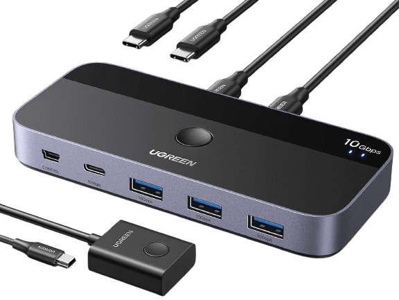 UGREEN 15705 USB 3.0 Switch for 2 Computers – 1 USB-C & 3 USB-A Ports