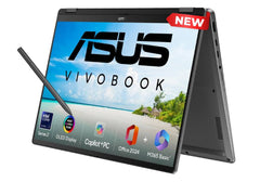 ASUS Vivobook 14 Flip Laptop – Intel Core Ultra 7 256V + Intel Arc Graphics, 16GB LPDDR5X, 512GB PCIe 4.0 SSD, 14" FHD+ OLED HDR True Black 500 Touch, Wi‑Fi 7, 70Wh Battery, Stylus Included, Windows 11 Home - Matte Gray