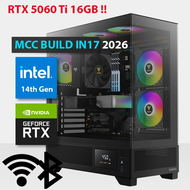 MCC IN17-26 - MIDAS Gaming PC Build || Intel Core i7-14700KF 20-Core - GIGABYTE GeForce RTX 5060 Ti GAMING OC 16GB GDDR7 Graphics Card
