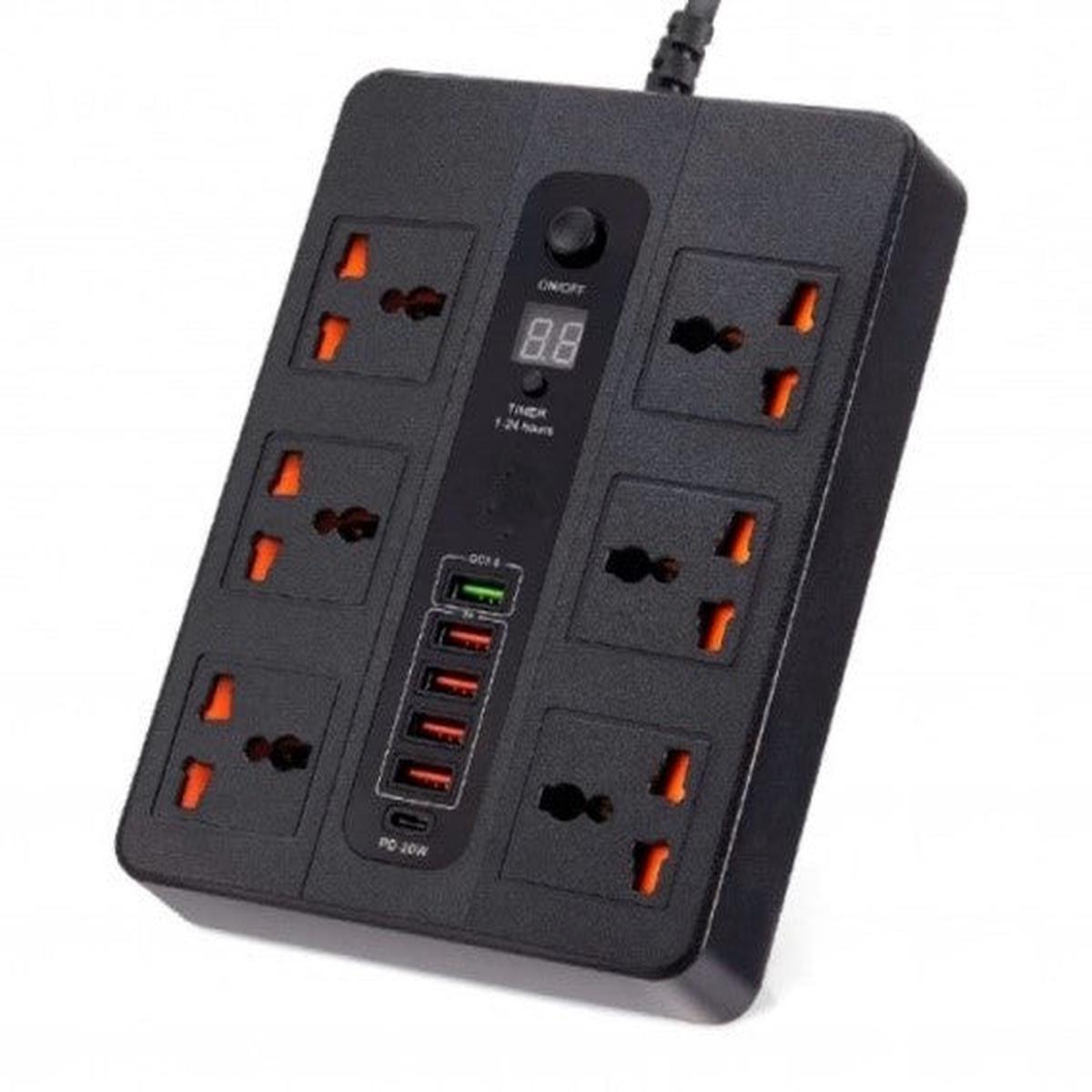Urbantin Jack Power Strip, 3000Watts, 6Universal Ac & 38Watts- 5High Speed Usb, 2Mm - BKL-11