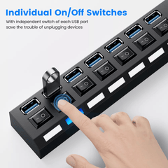 Usb 3.0 Hub Multi Usb Splitter 7 Port with Switch for Pc Home