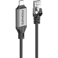 Promate Clink Rj45 Ultra Fast Ethernet To Usb C Adapter Cable With 1000mbps Rj45 Input 5m Tangle Free Cable Seamless Usb C 3.2 Output For High Speed Internet