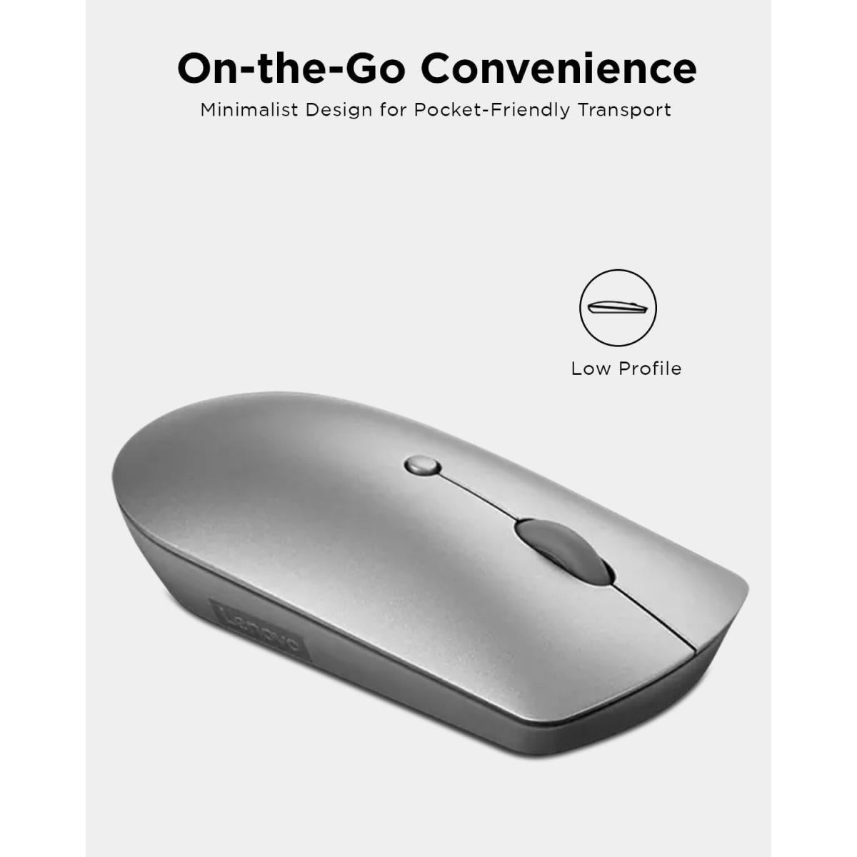 Lenovo 600 Bluetooth Silent Mouse, Blue Optical Sensor, Adjustable Dpi, 4 Button, Microsoft Swift Pair, Windows, Chrome, Gray Lenovo 600 Bluetooth Silent Mouse, Blue Optical Sensor, Adjustable Dpi, 4 Button, Microsoft Swift Pair, Windows, Chrome, Gray