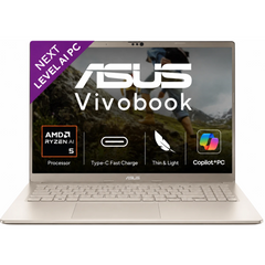 ASUS Vivobook 14 (2026) M1407KA-LY174W Laptop | AMD Ryzen AI 5 330 | 16GB DDR5 | 512GB SSD | 14" WUXGA | Windows 11 Home | Platinum Gold