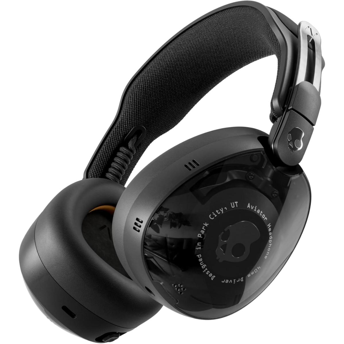 Skullcandy Aviator 900 ANC Wireless Over-Ear Bluetooth Headphones, THX Spatial Audio with Head Tracking, Adaptive Noise Cancelling, Up to 60 Hours Battery, Microphone for iPhone Android - True Black