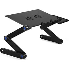 PORTABLE ADJUSTABLE LAPTOP TABLE STAND WITH 2 CPU COOLING FANS AND MOUSE PAD