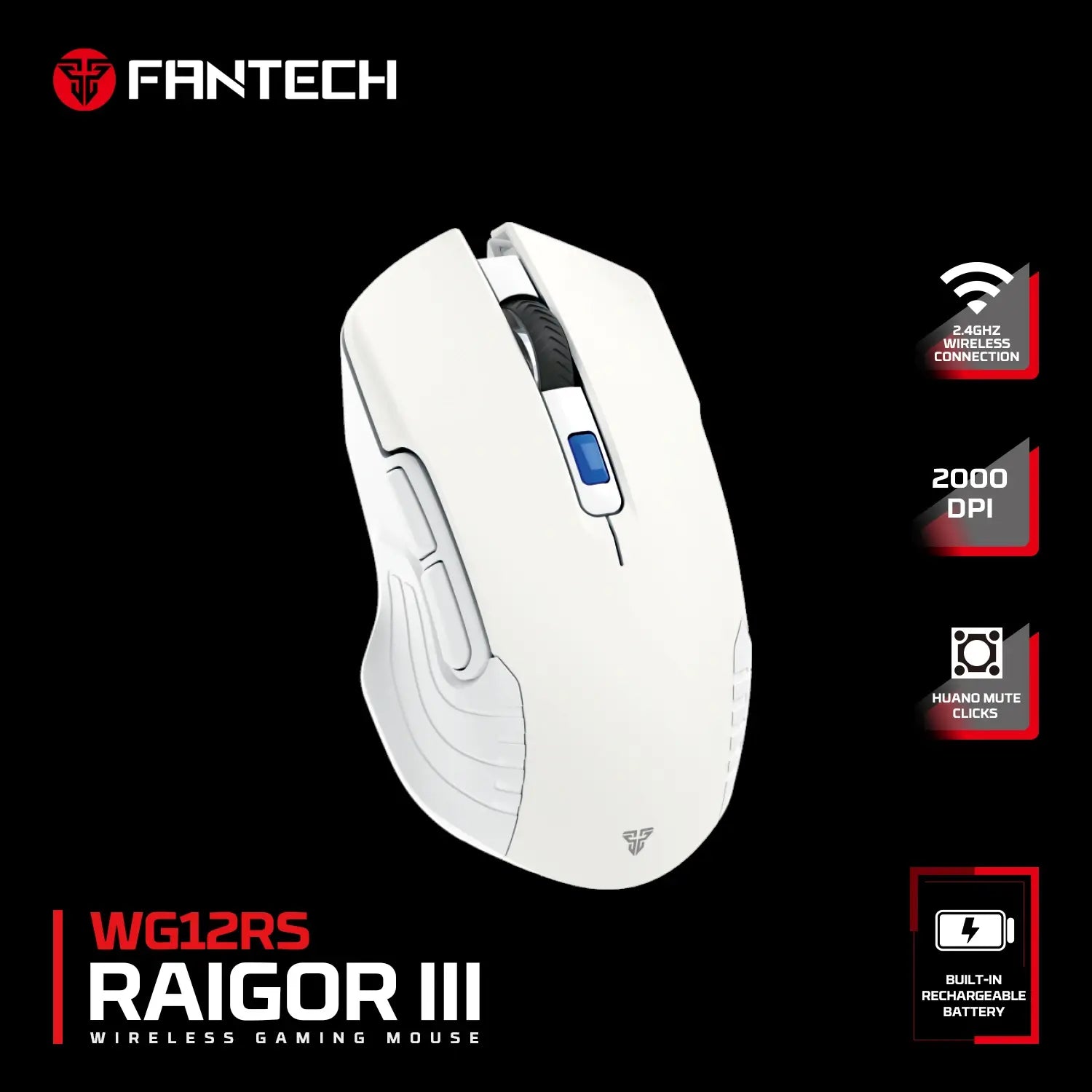 Fantech Wg12rs Raigor Iii Wireless Gaming Mouse White Fantech Wg12rs Raigor Iii Wireless Gaming Mouse White
