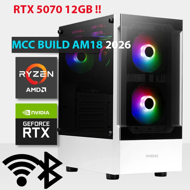 MCC AM18-26 - MIDAS Gaming PC Build || AMD Ryzen 5 7500X3D 6-Core - MSI GeForce RTX 5070 INSPIRE 3X OC 12GB GDDR7 Graphics Card