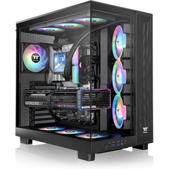 Thermaltake View 380 Xl Tg Argb Mid Tower Pc Case, 4x 120mm Argb Lite Pre Installed Fans, Up To 360mm Radiator & 10x Fan Support, Usb Type C X1, Usb 3.0 X2, Hd Audio, Black
