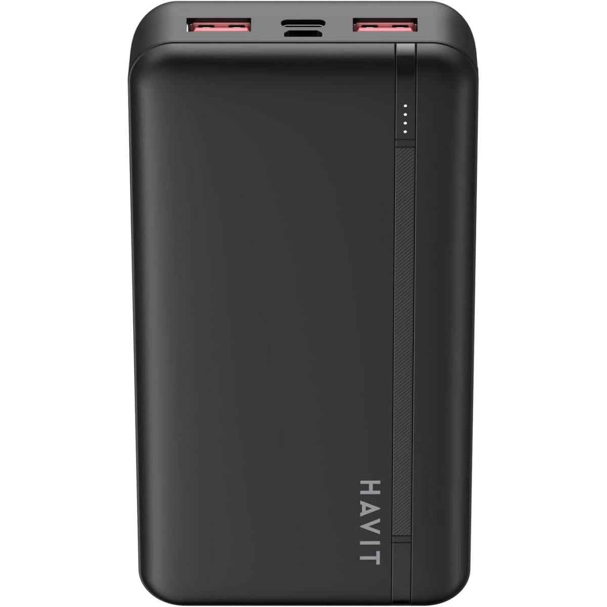 Havit Pb92 Power Bank 20000mah Dual Fast Charge 20w & 22.5w , Multiple Usb A Outputs, Usb Type C , Led Indicator, Triple Proteion Charging For Compatible Devices Black