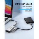 Vention Type‑C 5‑in‑1 Hub – HDMI 4K UHD, 3× USB 3.0, 100W PD Fast Charge, Compact Gray Metal Adapter