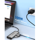 Vention Type‑C 5‑in‑1 Hub – HDMI 4K UHD, 3× USB 3.0, 100W PD Fast Charge, Compact Gray Metal Adapter