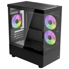 AeroCool Viewport-Mini ARGB Stylish w/ Panoramic View mATX Mini Tower Tempered Glass Gaming Case w/ 3X120mm ARGB Fans | Viewport-Mini-BK-v2 | - CompuMe