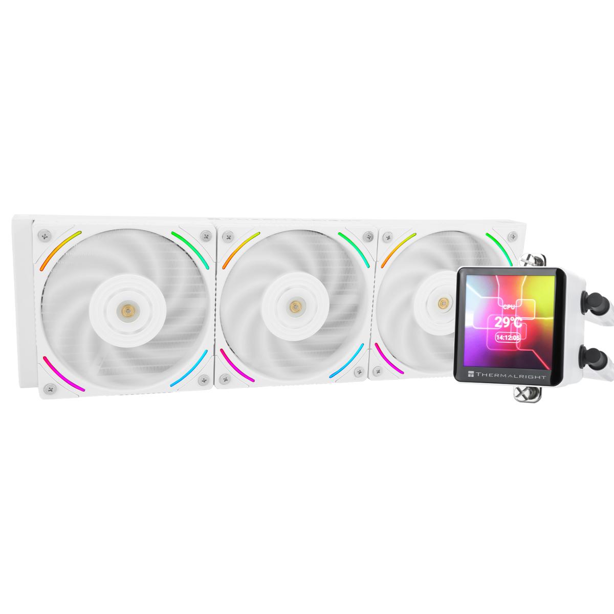 Thermalright Frozen Vision 360 White Liquid Cpu Water Cooler With 120 Mm Pwm Fan, 2.88 Inch Square Ips Lcd Screen, Computer Water Cooler For Amd/am4/am5, Intel 1700/1150/1151/1200/2011 White - CompuMe
