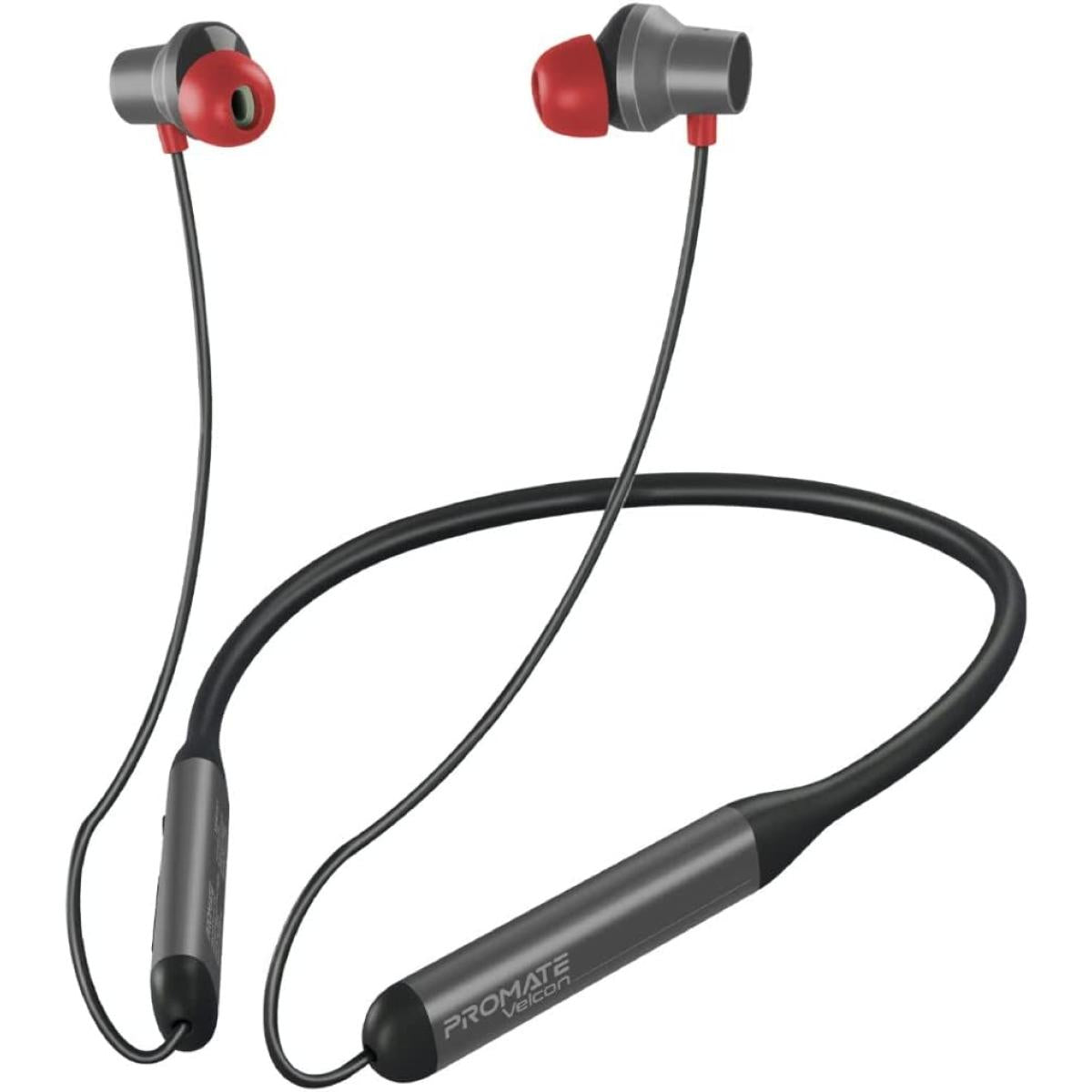 Promate Velcon Wireless Neckband Earphones Aive Noise Cancelling Bluetooth Earphones W/ Anti Slip Neckband Ipx4 Sweat Resistance & 35h Playtime Black - CompuMe
