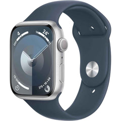Apple Watch Series 9 [gps 45mm] Smartwatch With Silver Aluminum Case With Storm Blue Sport Band M/l. Fitness Tracker, Blood Oxygen & Ecg Apps, Always On Retina Display, Water Resistant
