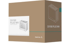 DeepCool CH160 PLUS Micro-ATX Computer Case, Up to 240mm Radiator & 4x Fan Support, ABS + SPCC + Tempered Glass Materials, White