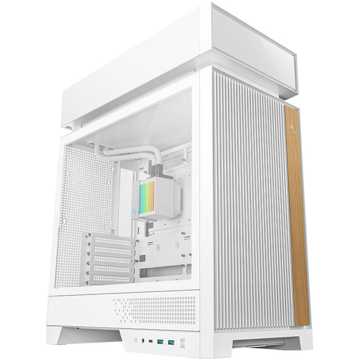 Deepcool Cl6600 Computer Case, Pre Installed 360mm Argb Liquid Cooler & 2x Fl12r Se Argb Fans, Abs + Spcc + Tempered Glass Material, White