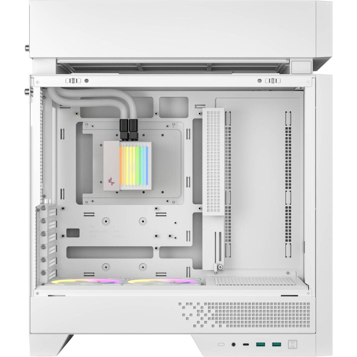 DeepCool CL6600 Computer Case, Pre-installed 360mm ARGB Liquid Cooler & 2x FL12R SE ARGB Fans, ABS + SPCC + Tempered Glass Material, White DeepCool CL6600 Computer Case, Pre-installed 360mm ARGB Liquid Cooler & 2x FL12R SE ARGB Fans, ABS + SPCC + Tempered Glass Material, White