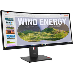 Lenovo ThinkVision T34WD-40 34” 2K WQHD 1500R Curved Ultrawide 120Hz w/ USB-C Docking Monitor up to 100W Power Delivery & Adjustable Stand , Eclipse Black