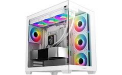 DeepCool CG530 4F Panoramic ATX Mid-Tower Case 4x Pre Installed Fans Dual Chamber, Support Back Connectors & Up to 2x 360mm +280mm Radiators, Front 2x USB3.0 , White