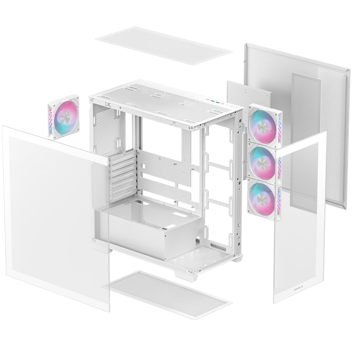Deepcool Cg580 4f Panoramic Atx Mid Tower Case 4x Pre Installed Fans Single Chamber, Support Back Conneors & Up To 2x 360mm Radiators, Front 2x Usb3.0 , White Deepcool Cg580 4f Panoramic Atx Mid Tower Case 4x Pre Installed Fans Single Chamber, Support Back Conneors & Up To 2x 360mm Radiators, Front 2x Usb3.0 , White