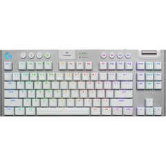 Logitech G915 X Lightspeed TKL Wireless Mechanical Gaming Keyboard, Double-Shot PBT Keycaps, Fully Programmable Keys, RGB Backlit Mac/PC Gaming Keyboards, Aluminum Finish, GL Clicky Switches, White