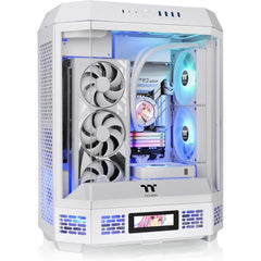 Thermaltake The Tower 600 Mid-Tower 3 Tempered Glass Panels Hidden-Connector Support Motherboard Rotational PCI-e Slots - White