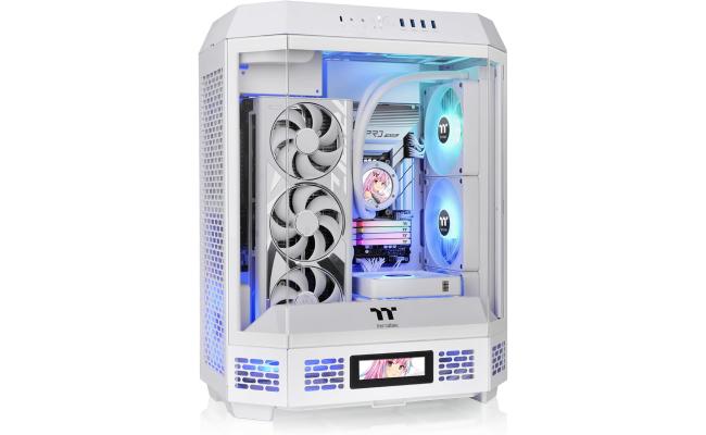 Thermaltake The Tower 600 Mid-Tower 3 Tempered Glass Panels Hidden-Connector Support Motherboard Rotational PCI-e Slots - White Thermaltake The Tower 600 Mid-Tower 3 Tempered Glass Panels Hidden-Connector Support Motherboard Rotational PCI-e Slots - White