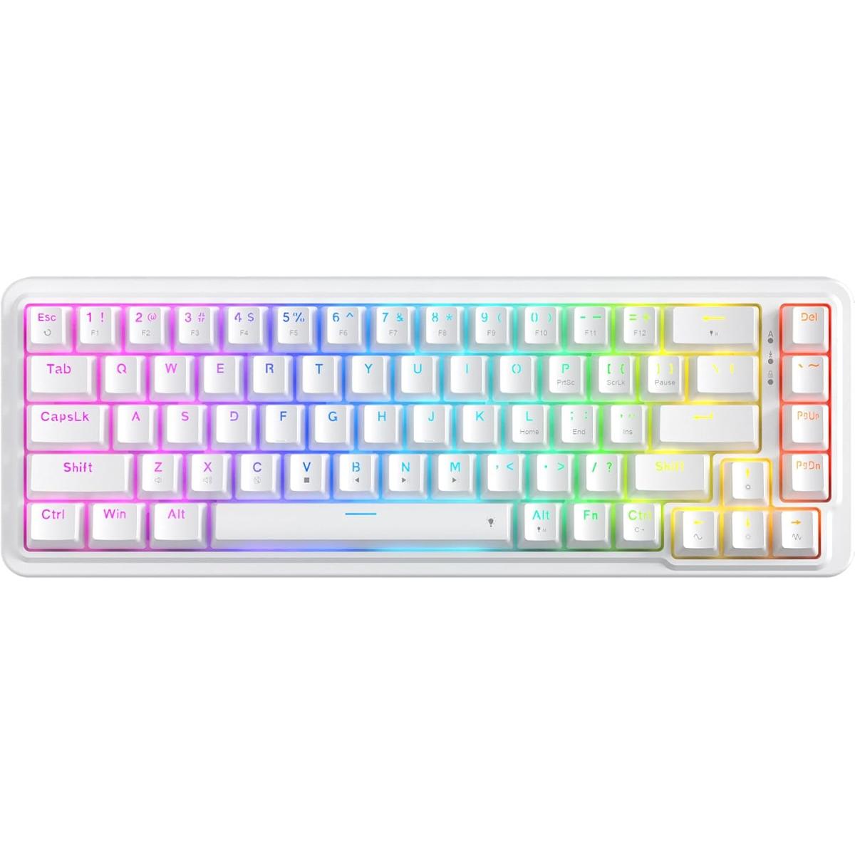 Redragon K709 NOVA 65% Wired Gasket RGB Gaming Keyboard, 68 Keys Hot-Swap Compa Mechanical Keyboard w/Free-Mod Socket, 3-Layer Noise Dampening & Dedicated Arrow Keys, Quiet Custom Linear Switch , White