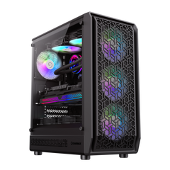 GAMEMAX Forge AB Black Tempered Glass USB3.0 and Type C Mid Tower 6 x ARGB Fans (Pre-Installed) ATX Gaming Case