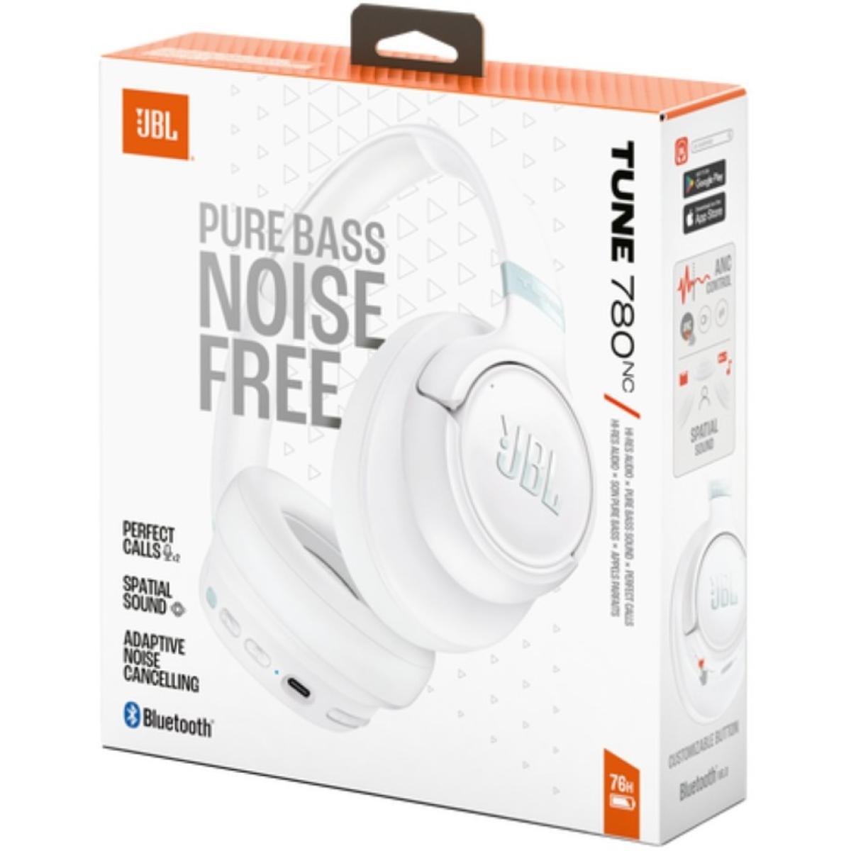 Jbl Tune 780 Nc Wireless Over Ear Bluetooth Headphones With Adaptive Noise Cancelling Technology, Smart Ambient, 76 Hour Battery Life And Google Fast Pair/microsoft Swift Pair, White Jbl Tune 780 Nc Wireless Over Ear Bluetooth Headphones With Adaptive Noise Cancelling Technology, Smart Ambient, 76 Hour Battery Life And Google Fast Pair/microsoft Swift Pair, White