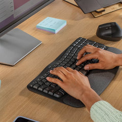 Logitech Wave Keys Comfortable Natural Typing, Easy-Switch, Bluetooth- Graphite Wireless Ergonomic Keyboard