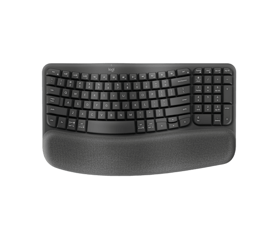 Logitech Wave Keys Comfortable Natural Typing, Easy-Switch, Bluetooth- Graphite Wireless Ergonomic Keyboard