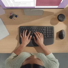 Logitech Wave Keys Comfortable Natural Typing, Easy-Switch, Bluetooth- Graphite Wireless Ergonomic Keyboard