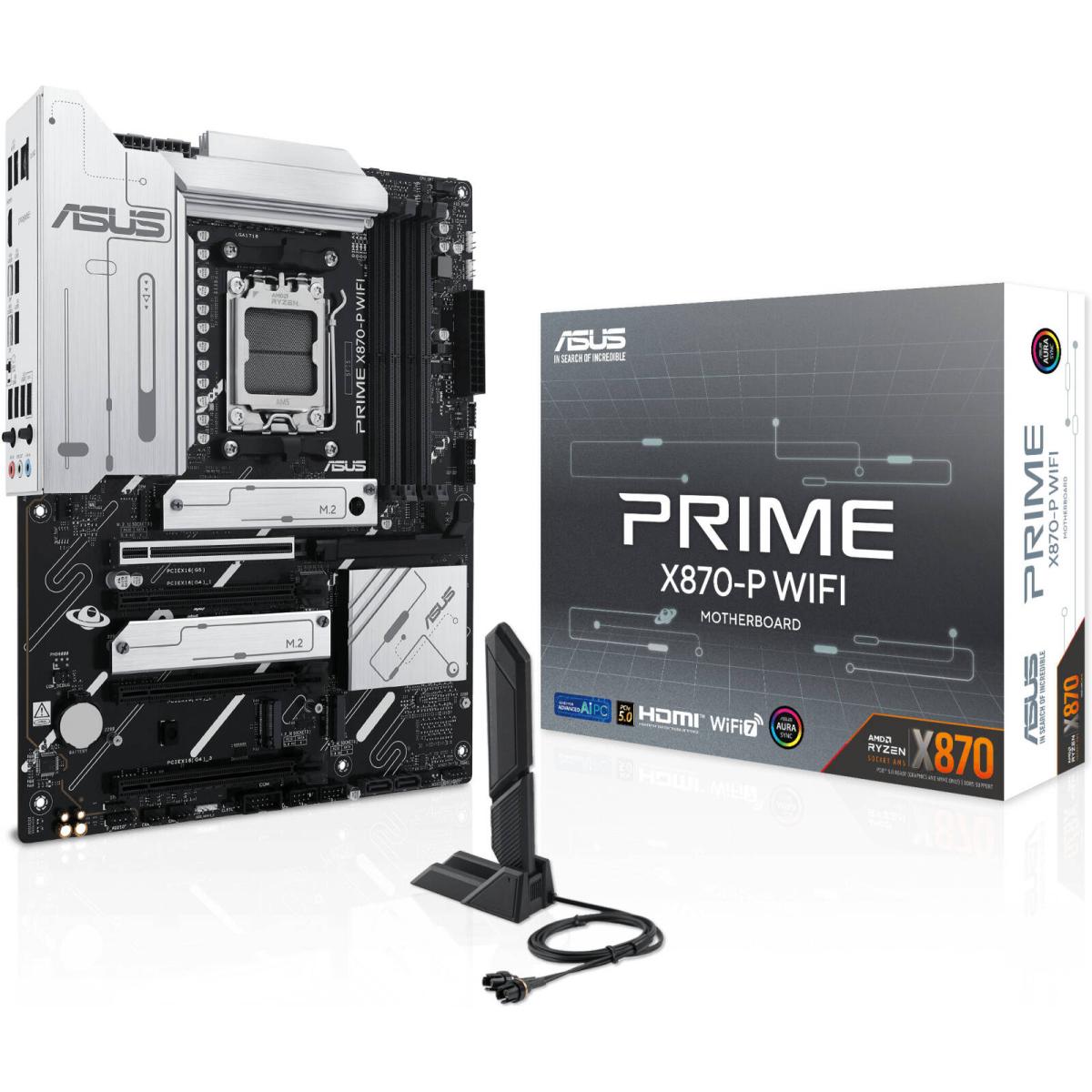 ASUS Prime X870-P WIFI 7 AMD X870 AM5 ATX 4x M.2 Slots DDR5 USB 3.2 Gen 2x2 Type-C® USB4® Header & 2.5Gb Ethernet